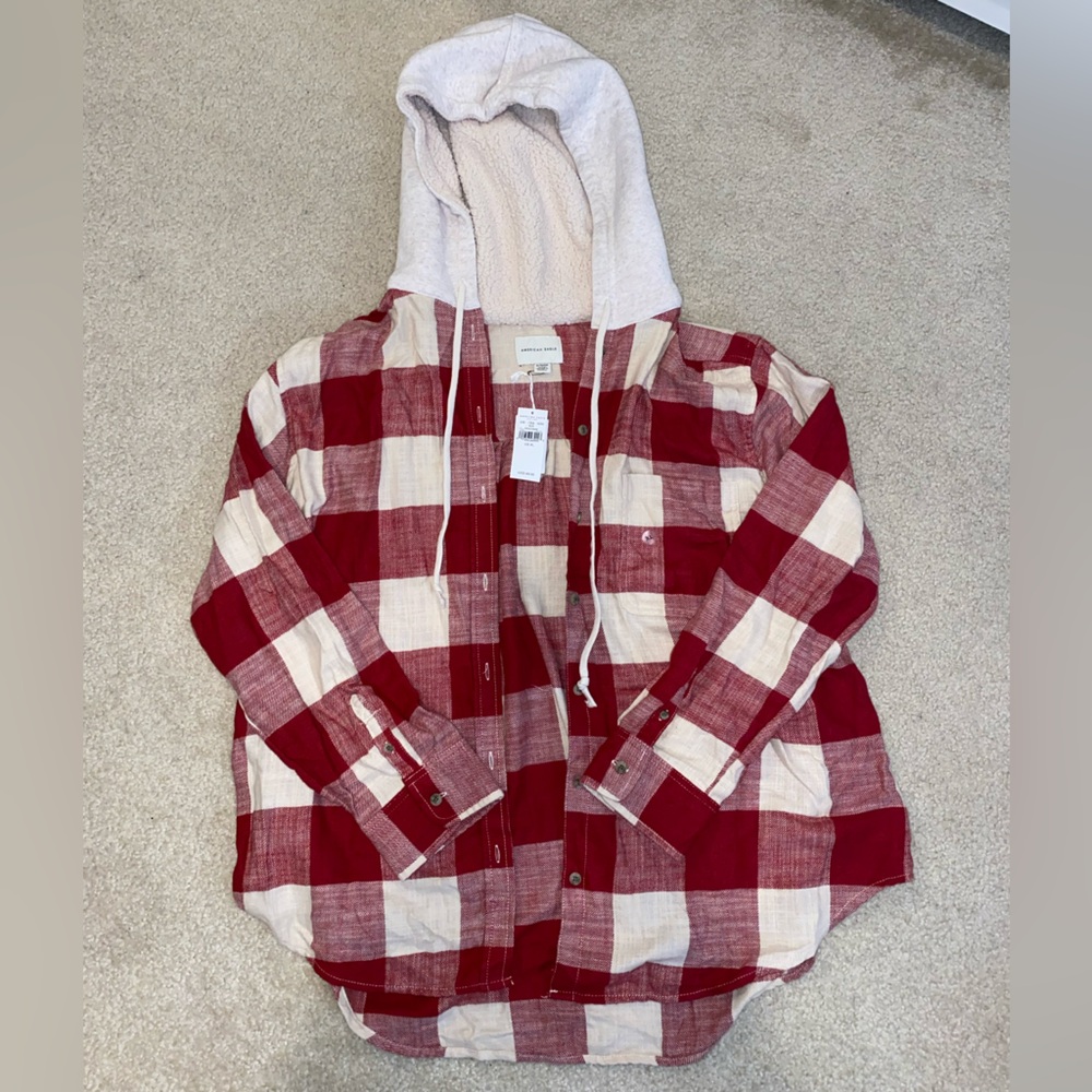 NWT American Eagle Hooded Flannel